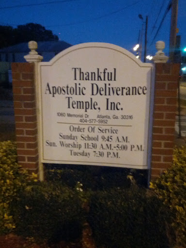 Thankful Apostolic Deliverance Temple, Inc.