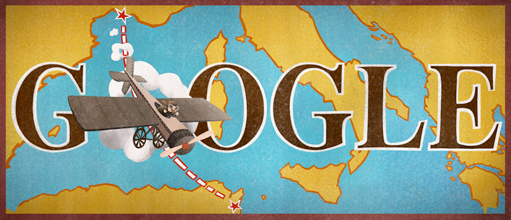 Google Doodle 100th anniversary of the first non-stop flight across the Mediterranean Sea