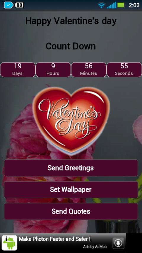 Android application Valentines Day Greetings HD screenshort