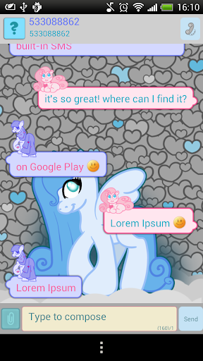 GO SMS Blue Pony 2 Theme