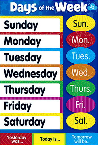 Days Of The Week Learning