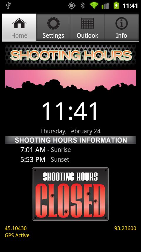 Android application Shooting Hours Sunrise Sunset screenshort
