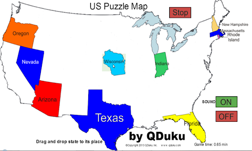 US States Map Puzzle Game