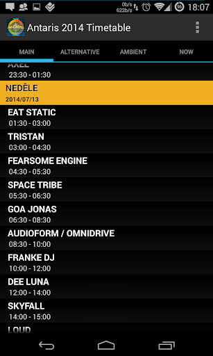 Antaris Project 2014 Timetable