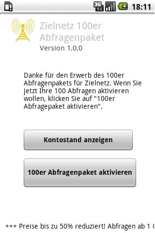 Android application Zielnetz 100 Abfragen screenshort