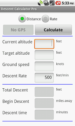 Airplane Descent Calculator PR