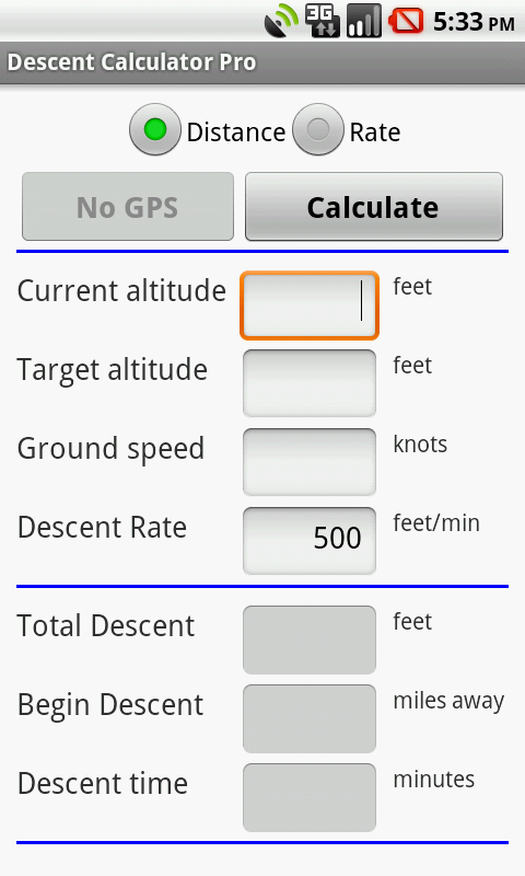 Android application Airplane Descent Calculator PR screenshort