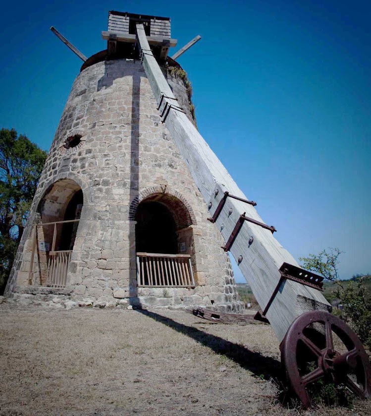A structure — perhaps an abandoned windmill? — in Antigua. 