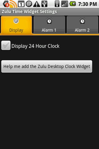 Zulu Time Desktop Widget Screen 2