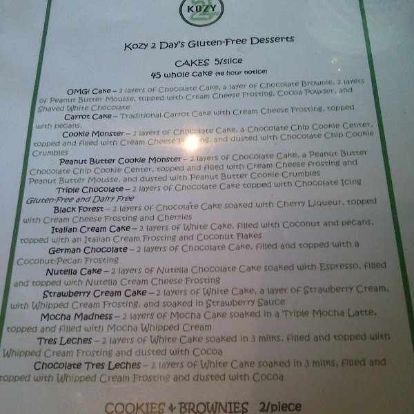 GF dessert menu