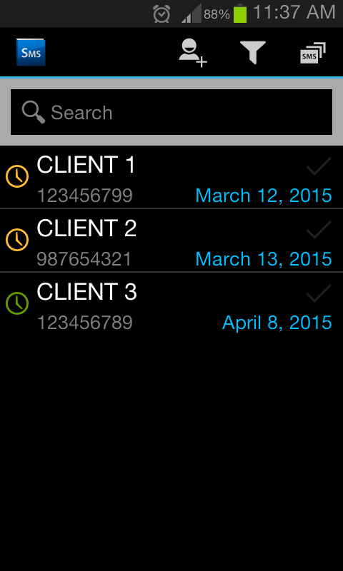 Clients SMS Reminder Screen 1
