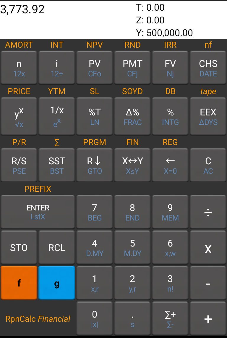 RpnCalc 12C Financial Calc Screen 2
