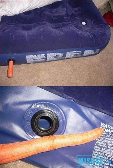 chapuzas (24) Si has perdido el tapón de tu cama hinchable, no te preocupes, usa una zanahoria