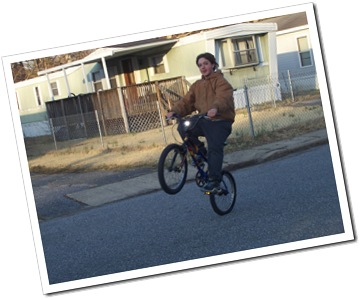 Tommy on his bike