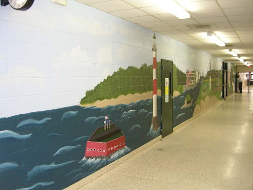 This wall was painted by middle school students at Westview Middle School, 