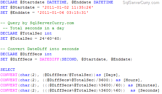 Date Difference in SQL Server