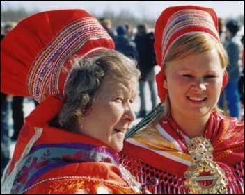 The colourful costume dress of the Sami people