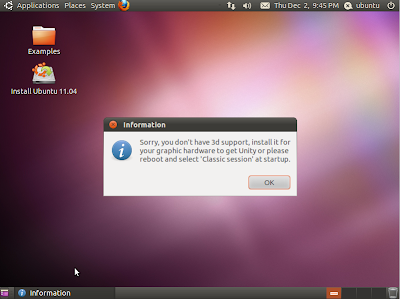 Unity Ubuntu 11.04 - no 3d support