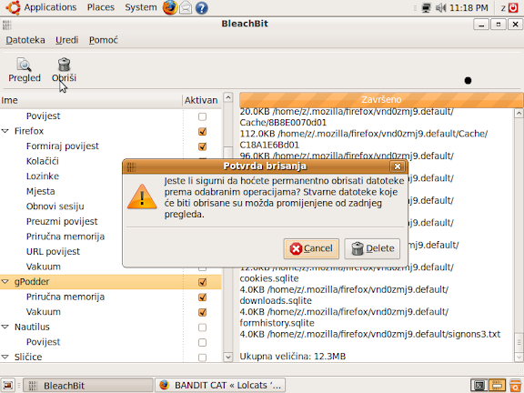 BleachBit 0.6.1 in Croatian on Ubuntu 9.04 (Jaunty Jackalope)