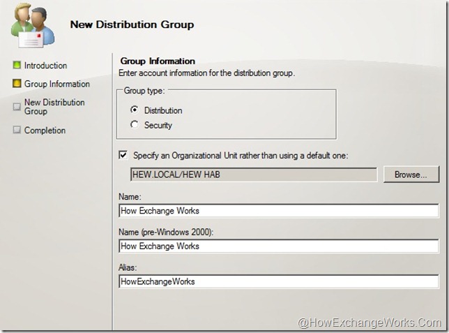Create HEW Distribution Group