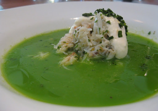 Cold Pea Soup with Dungeness Crab at The Hungry Cat