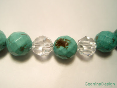 Colier din turcoaza si cristale Swarovski, GeaninaDesign.