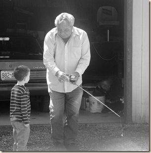 Great Grandpa teaching Kyle how to cast 2 black and white-1_edited-1