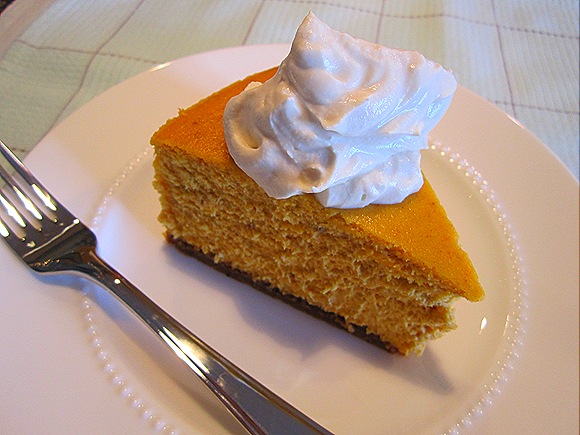 Pumpkin Cheesecake with Brown Sugar - Bourbon Whipped Cream