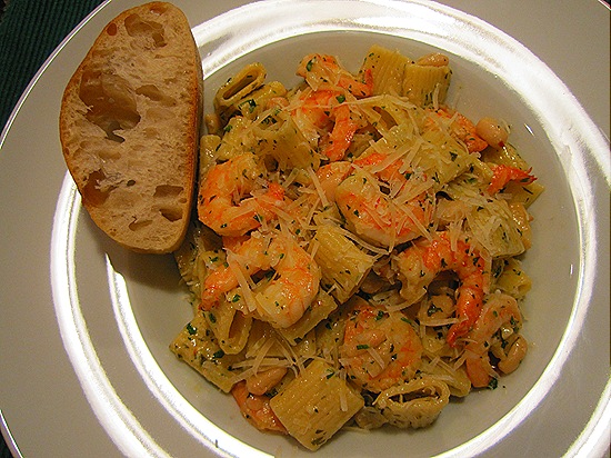 Shrimp Pasta & Sliced Ciabatta