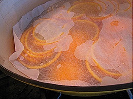 5. Orange Peels Simmering in Sugar Syrup, Covered with Parchment