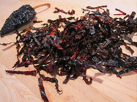 Sliced Ancho Strips, and a Relatively Small Ancho Chile