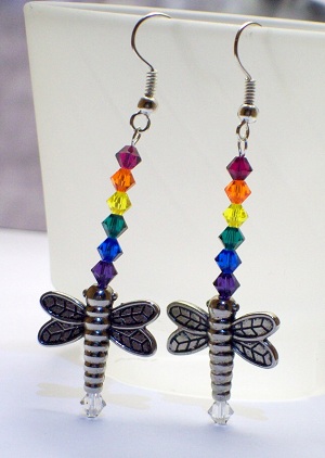 Rainbow Dragonfly Earrings by UxCritter