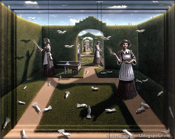Pam Crook, Le jardin des oiseaux, 1985 collection privé