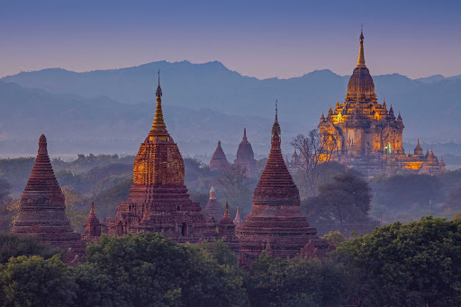 Bagan-Myanmar - Like a vision from another time, the ancient city of Bagan now beckons cruise visitors. Myanmar (formerly Burma) opened up to U.S. investment in 2014, and the 56-passenger AmaPura river cruise ship began sailings there in November 2014. 