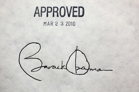 Obama's signature on health care bill
