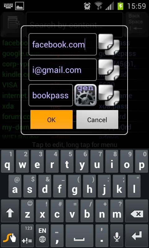 KeyRing Password Manager Screen 3