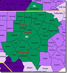 Map of Raleigh-Durham-(Fayetteville) DMA