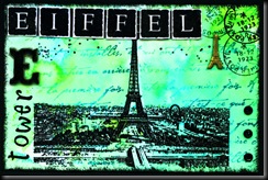 E for embossed Eiffel Tower with Eyelets