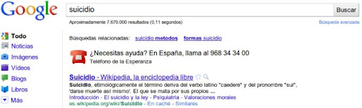 Búsqueda Google «suicidio»