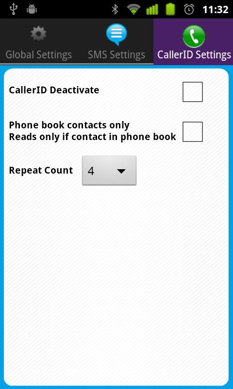 Talking Caller ID &amp; SMS Screen 3