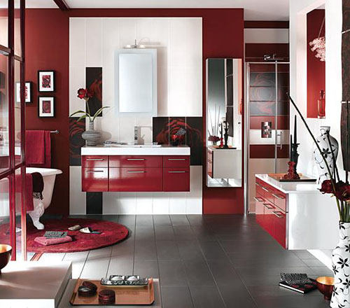 red colors paint bathroom design ideas