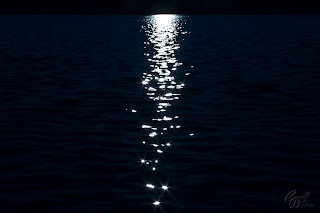 Full moon sparkles in the water