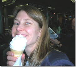 Kristi in airport with ice cream