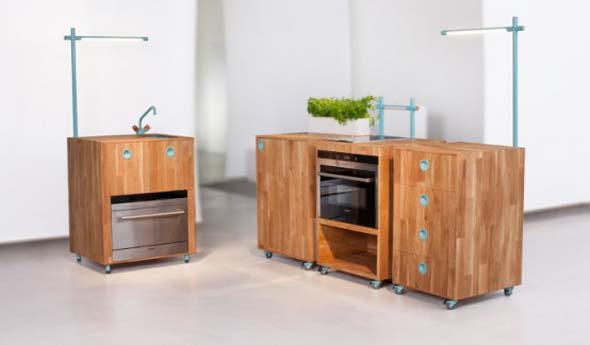 Modern Wooden Small Space Saving and Eco Friendly Compact Kitchen System Design