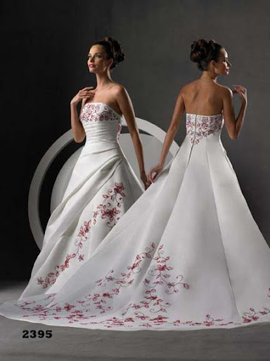 Wedding Bridal Gown + Pink Floral Pattern