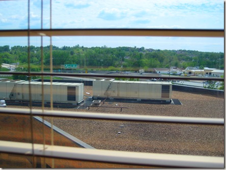 View of rooftop from hospital room window