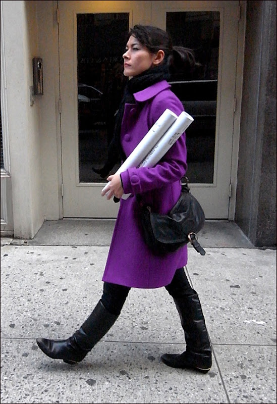 w purple coat