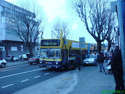 Phot taken at 08:11 shows the front of the bus, pre-poice or emergency services arriving