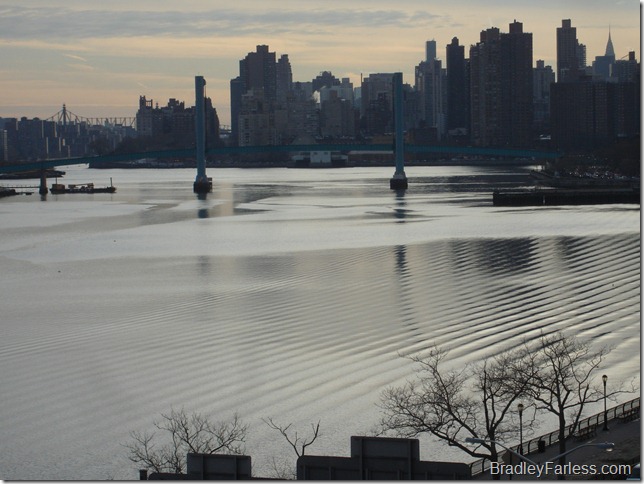 The East River and Ward's Island Bridge in New York City, seen from 116th Street. The East River and Ward's Island Bridge in New York City, seen from 116th Street.