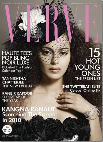 Kangana Ranaut is on the cover of January 2010 issue of VERVE Magazine…